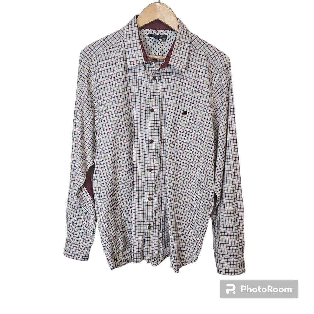 Ted Baker Mens Shirt Slim Fit Size 17 Multicolor Check